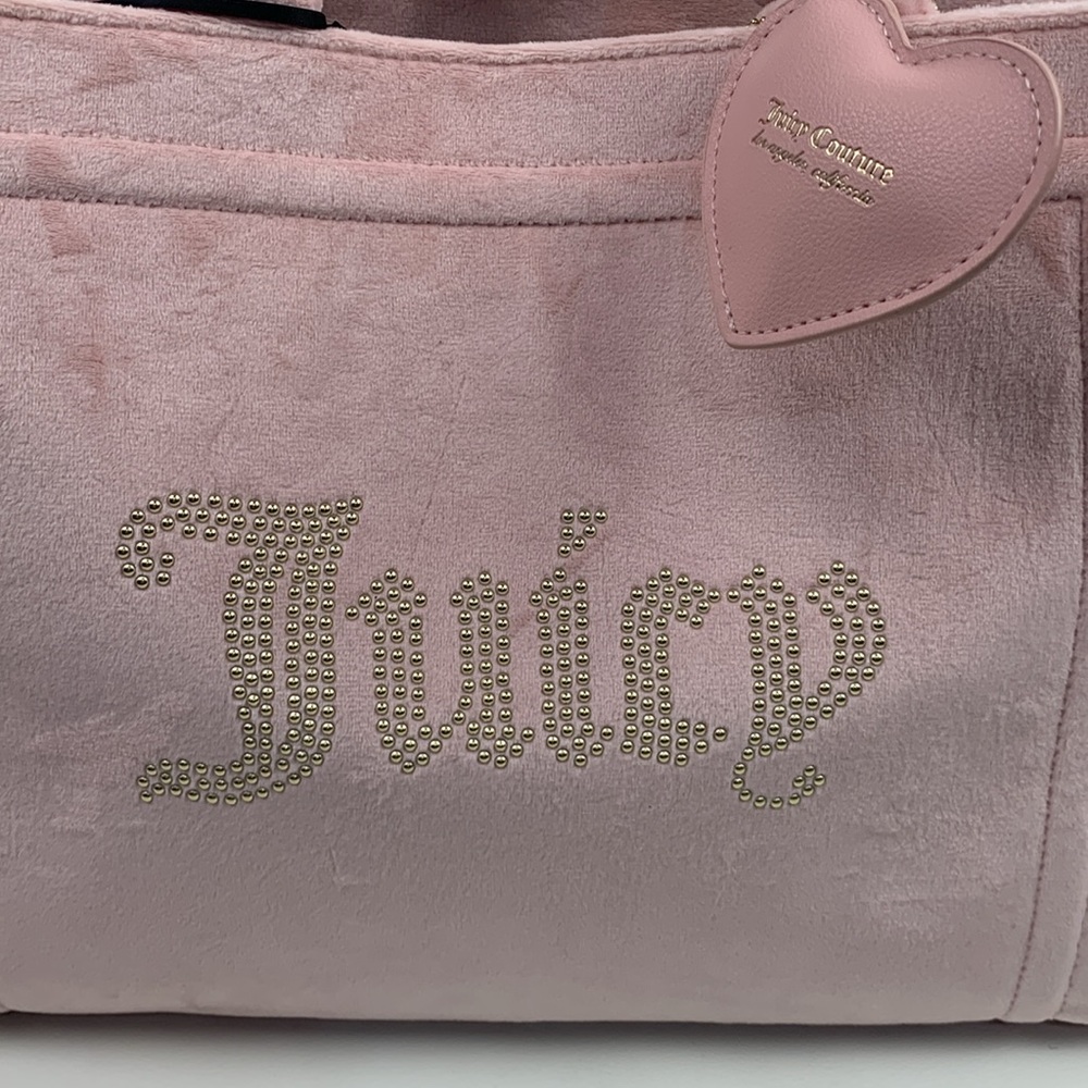 Juicy Couture Blush Pink Diamond Extra Spender Tote Heart Charm Cross strap NEW - Picture 5 of 16